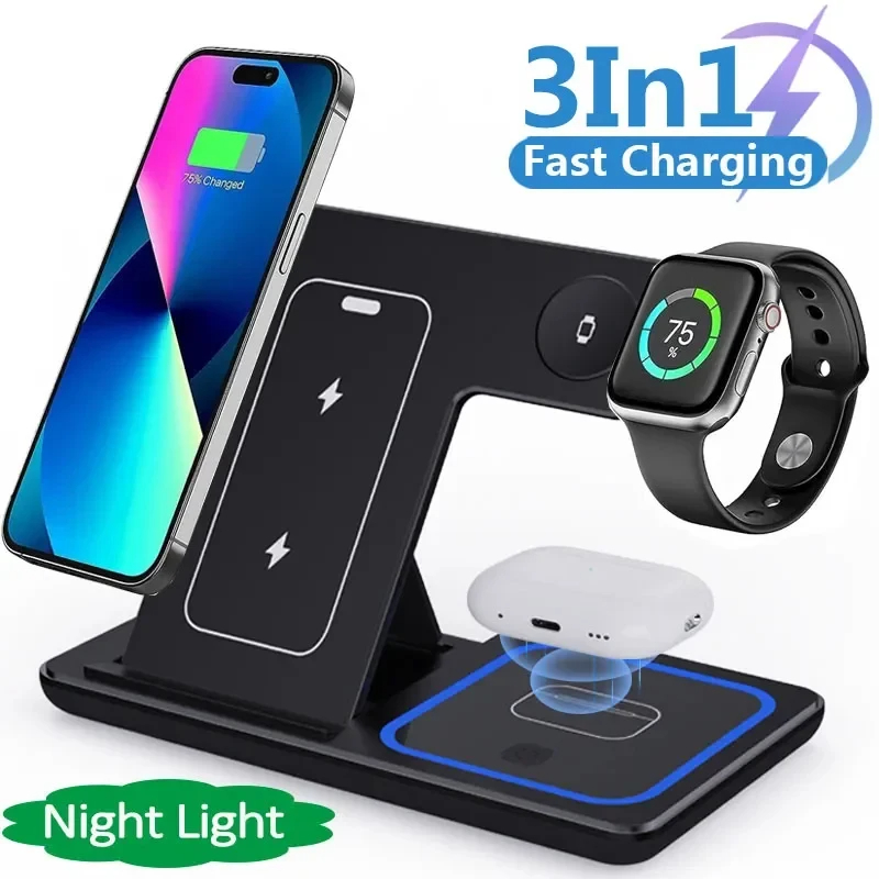 TriCharge 3-in-1 LED Wireless Stand